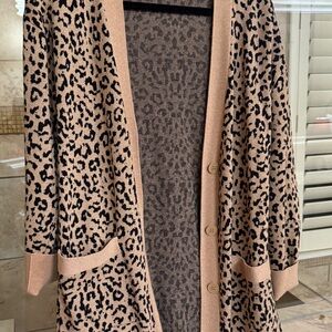 J. Crew Leopard Print Long Cardigan - Camel and Black